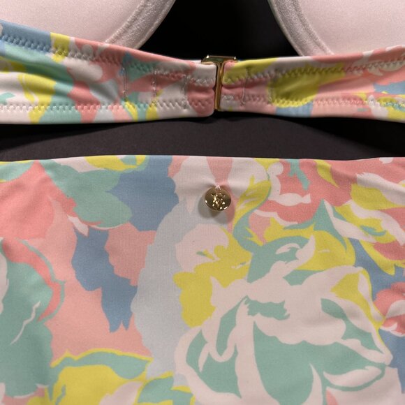 Victoria Secret 36DD L Bombshell Push Up Bikini Top Bottom Set Blue Pink Pastel - Picture 10 of 16